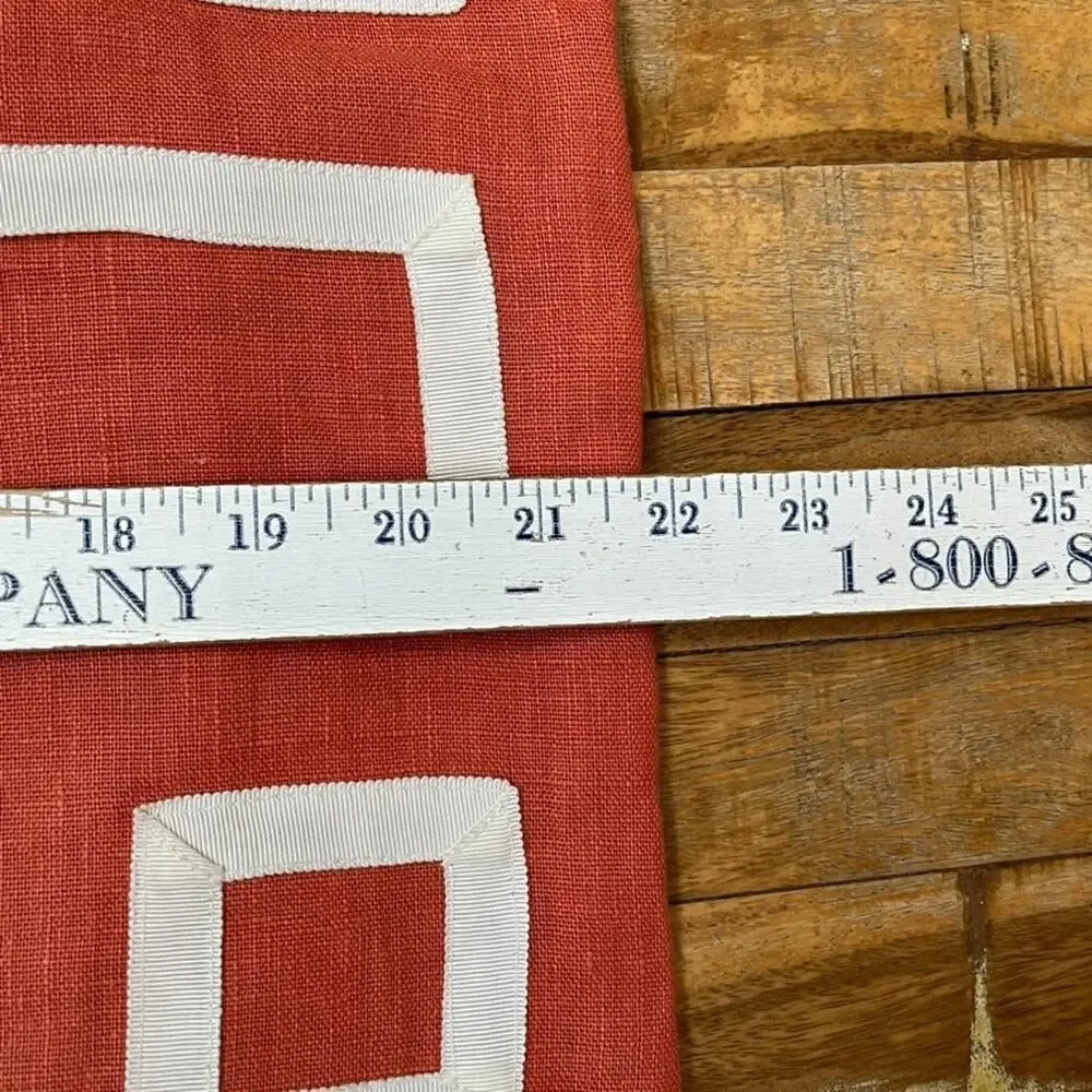 Barclay Butera Breeze Scarlet Linen Greek Key Pillow Covers 21” X 21”